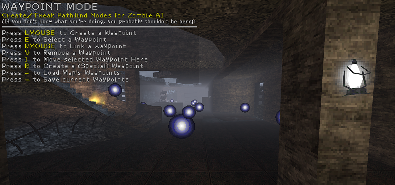 Waypoint Mode UI with waypoint nodes visible.